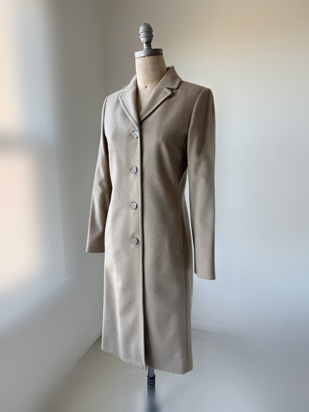 United Colors of Benetton Camel Wool Overcoat Womens 4 Long 80 Wool